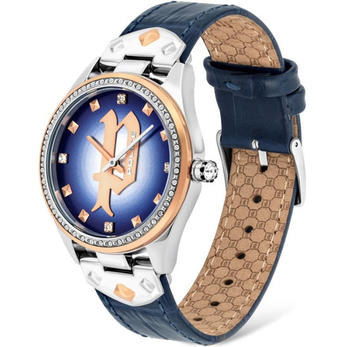 Police Reloj PL16029MSTR-03 con correa de cuero azul