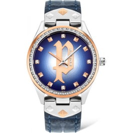 Police Reloj PL16029MSTR-03 con correa de cuero azul