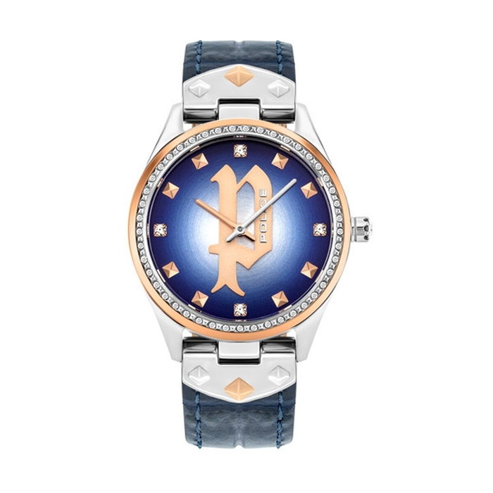 Police Reloj PL16029MSTR-03 con correa de cuero azul