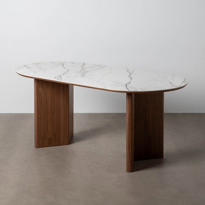 Mesa Comedor Blanco-Marrón Dm-Cerámica 180 X 90 X 76 cm