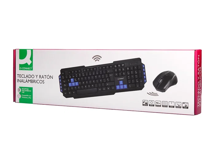 Q-connect Set Teclado y Ratón Inalámbrico Compatible Windows Color Negro