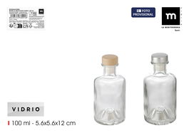 Inde Botella Vidrio Multiusos Redonda 100 ml - Dimensiones: 5.5 cm (Ancho) x 11.7 cm (Alto) x 5.5 cm (Largo) (24 Unidades)