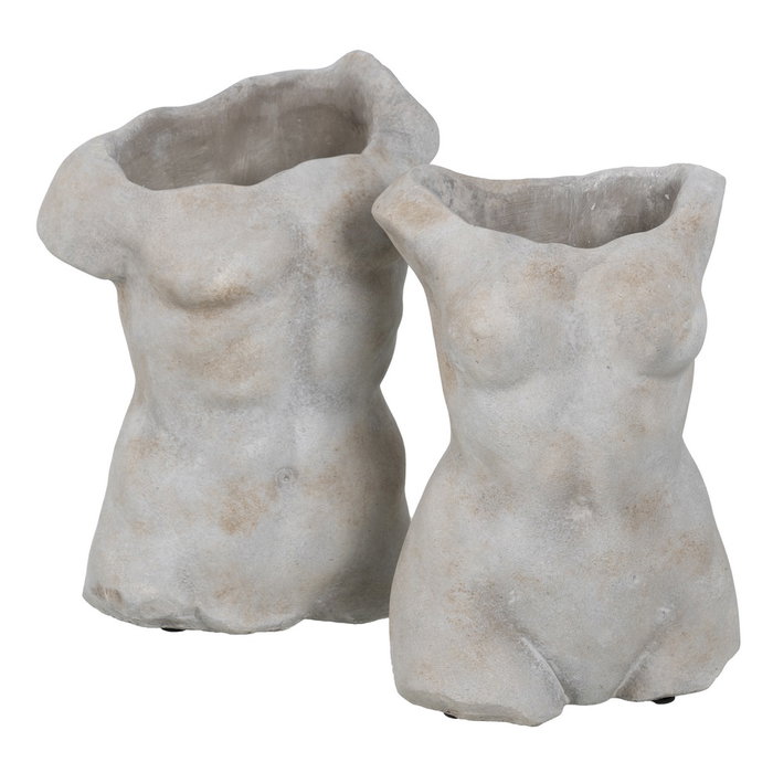 Macetero Busto Gris Cemento Decoración 20,50 X 13 X 29 cm