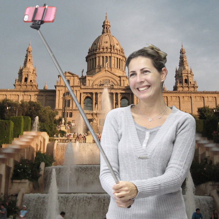 Fun Connection Palo Selfie 105 cm para Móvil y Cámara, Brazo Telescópico Abatible