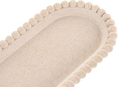 DKD Home Decor Bandeja de Decoración en Resina Simil Travertino Beige 24,5x13x2,5 cm