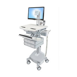ERGOTRON StyleView Wagen Carro Multimedia con Brazo LCD, para Pantallas hasta 61 cm (24"), 6 Cajones, Capacidad 15 kg, Aluminio, Gris/Blanco