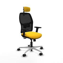 PIQUERAS Y CRESPO Alfera Silla de Oficina con Mecanismo Traslack Malla Negra y Asiento Amarillo