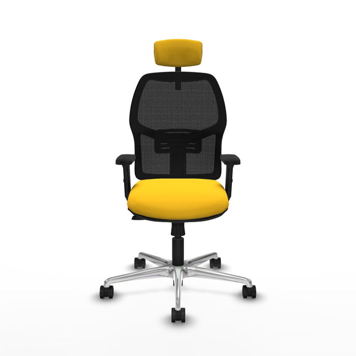 PIQUERAS Y CRESPO Alfera Silla de Oficina con Mecanismo Traslack Malla Negra y Asiento Amarillo PIQUERAS Y CRESPO Alfera Silla de Oficina con Mecanismo Traslack Malla Negra y Asiento Amarillo