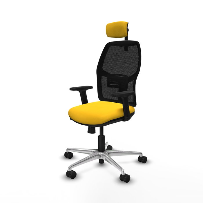 PIQUERAS Y CRESPO Alfera Silla de Oficina con Mecanismo Traslack Malla Negra y Asiento Amarillo PIQUERAS Y CRESPO Alfera Silla de Oficina con Mecanismo Traslack Malla Negra y Asiento Amarillo