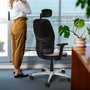 PIQUERAS Y CRESPO Alfera Silla de Oficina con Mecanismo Traslack Malla Negra y Asiento Amarillo