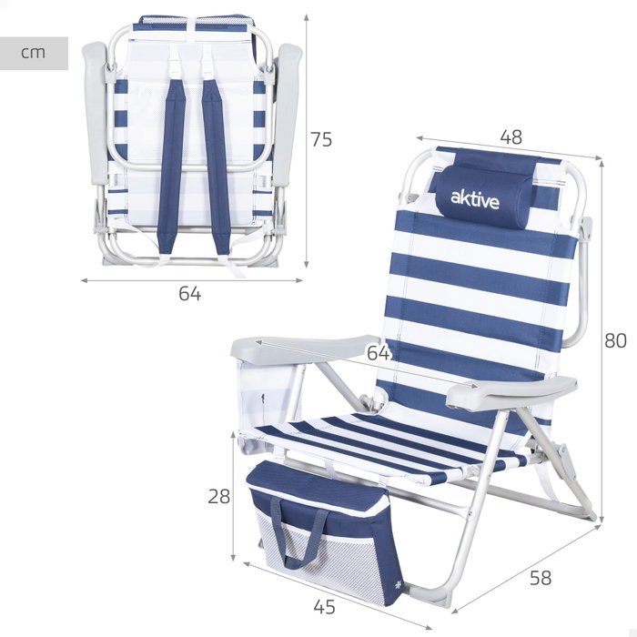 AKTIVE Silla de playa plegable con nevera portátil AKTIVE Silla de playa plegable con nevera portátil