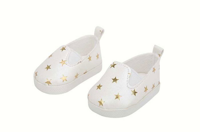 Muñecas Arias Set Zapatos Blancos con Estrellitas para Muñecos de 40 cm