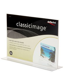 Deflecto 47701 Portacarteles y Stand de Información, Formato A4, Poliestireno (PS), Transparente