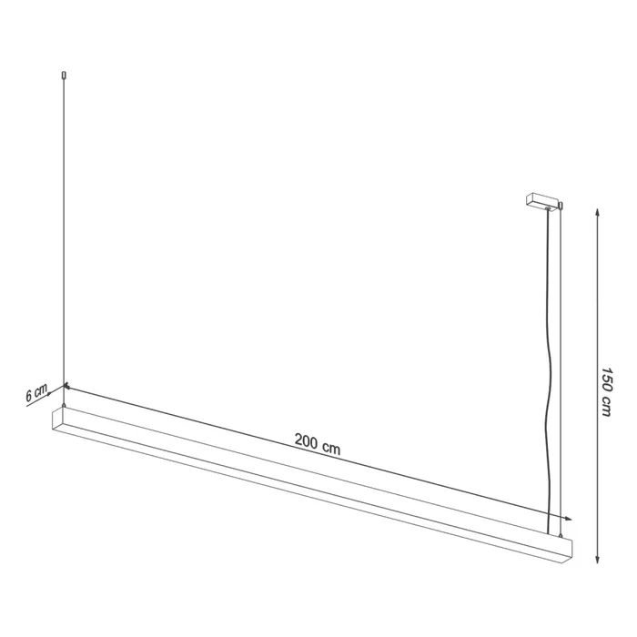 PINNE SOL-TH.229 Lámpara LED Colgante, Plafón o Aplique - Moderna, Minimalista para Gimnasio, Oficina, Galería (200W)