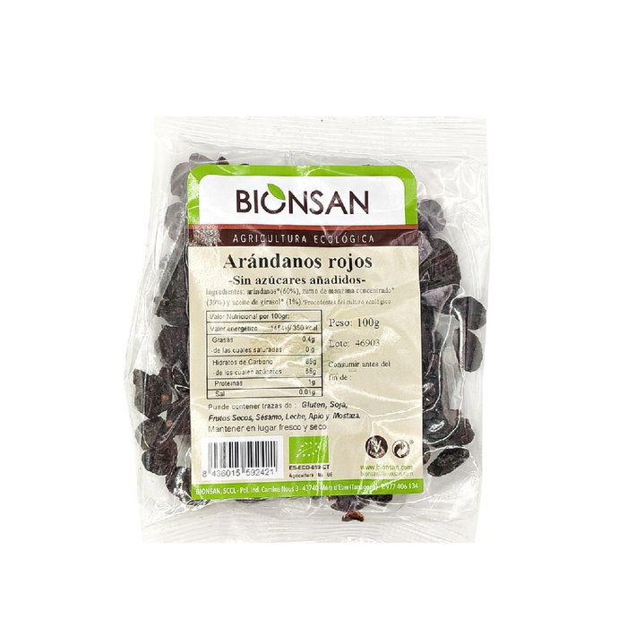 BIONSAN Arándanos Rojos sin azúcar añadido 100 g BIONSAN Arándanos Rojos sin azúcar añadido 100 g