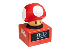 Nintendo Super Mario Despertador Digital con Pantalla LED, Función Snooze y Sonidos Oficiales, Reloj Alarma Icono Super Mushroom para Fans y Coleccionistas