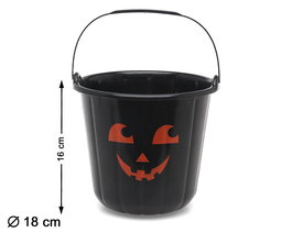 Cubo Calabaza Negro De 16 X 18 cm Con Cara Sonriente Para Halloween