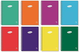 PACSA Pack de 10 cuadernos espiral tamaño cuarto, 80 hojas, pauta 3,5 mm