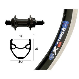 Rígida X-Plorer Llanta 26 x 1.75 36 Agujeros Negro/Plata ETRTO 559-19 Rueda Trasera Aluminio V-Brake