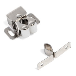 HERRAJES ALK Golpete Duplo Doble Rodillo Goma Niquelado Acero