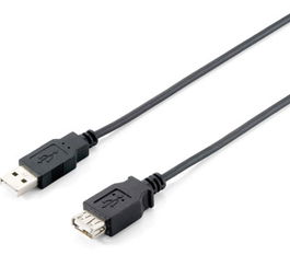 Equip Cable Alargador USB 2.0 Tipo A Macho a Hembra - Negro, Doble Blindado, Contacto en Oro
