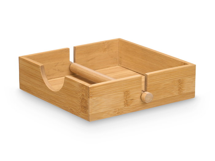 Kinvara Servilletero de Bambú Cuadrado 18.5x18.5 cm, Material Natural, Ancho 20.5 cm, Alto 5 cm (Set de 24)
