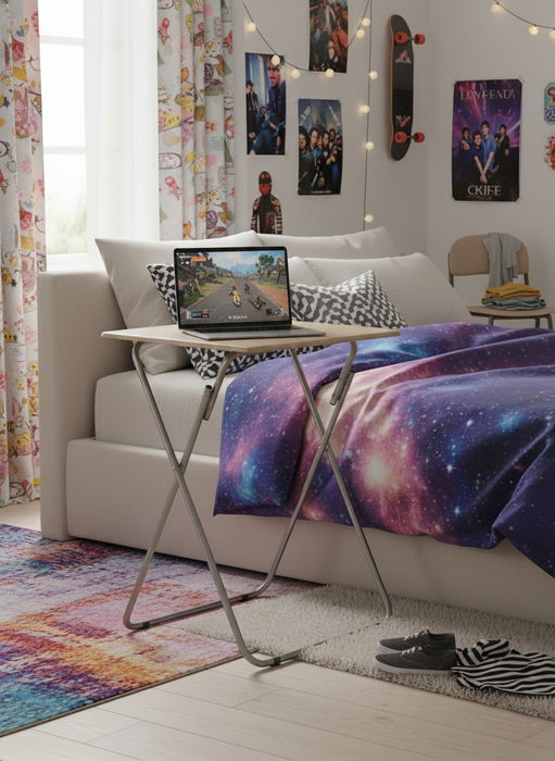 Inde Mesa Plegable Madera-Metal 48x38x66 cm 12mm Mdf 5.28 kg (2 Unidades)