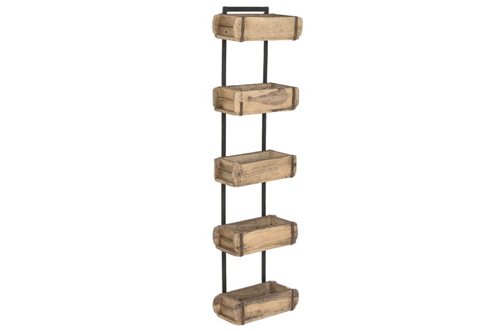 DKD Home Decor Estantería Teca 32x14x124 Ladrillos Antiguos