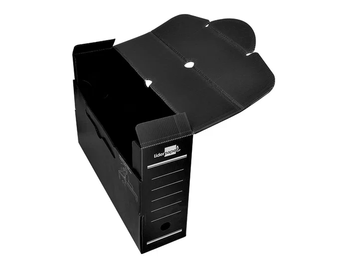 Liderpapel Caja archivo definitivo plástico lomo 100 mm negro 360x100x260 mm
