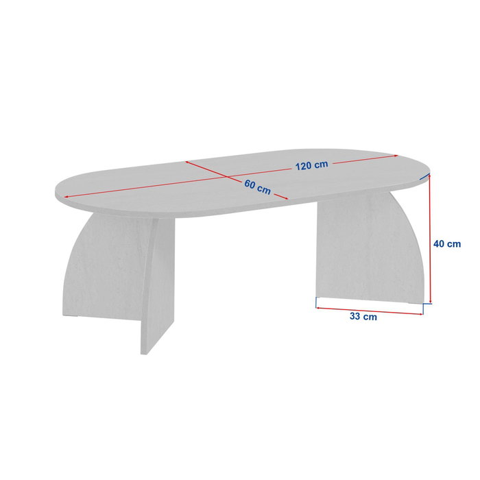 Hanah Home Melina - Travertine Mesa de Café, Travertino, Tablero de Melamina 18mm, 120x60x40 cm, Capacidad de Carga 25 kg