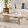 Hanah Home Melina - Travertine Mesa de Café, Travertino, Tablero de Melamina 18mm, 120x60x40 cm, Capacidad de Carga 25 kg