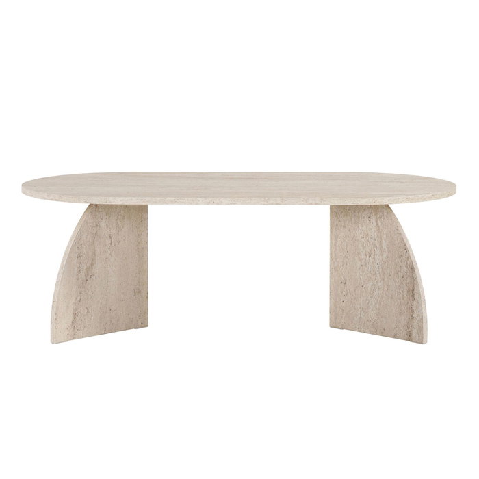 Hanah Home Melina - Travertine Mesa de Café, Travertino, Tablero de Melamina 18mm, 120x60x40 cm, Capacidad de Carga 25 kg