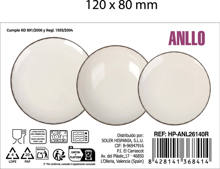 Inde Vajilla "Anllo" Monaco Brillo, 12 Piezas, Dimensiones: 28.7 x 21.7 x 26.7 cm (2 Unidades) Inde Vajilla "Anllo" Monaco Brillo, 12 Piezas, Dimensiones: 28.7 x 21.7 x 26.7 cm (2 Unidades)