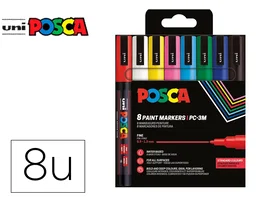 Posca PC-3M Rotulador Marcador de Pintura Punta Cónica 0,9-1,3 mm Estuche 8 Colores Básicos