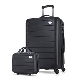 Zoozie Bags 1642 Juego de Maletas de ABS con 4 Ruedas 360° y Cierre Codificado, Color Negro