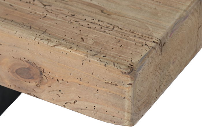 DKD Home Decor Mesa Centro Alpino Pino Madera Reciclada Natural Negro 70 x 40 x 135 cm