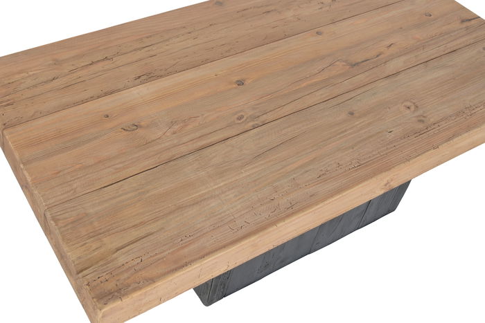 DKD Home Decor Mesa Centro Alpino Pino Madera Reciclada Natural Negro 70 x 40 x 135 cm