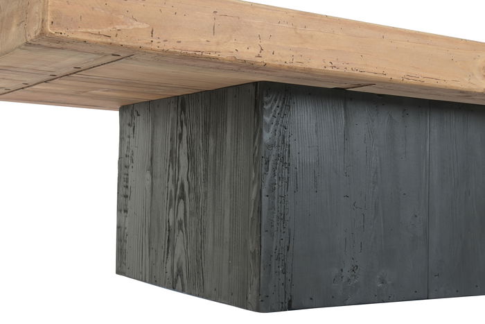 DKD Home Decor Mesa Centro Alpino Pino Madera Reciclada Natural Negro 70 x 40 x 135 cm
