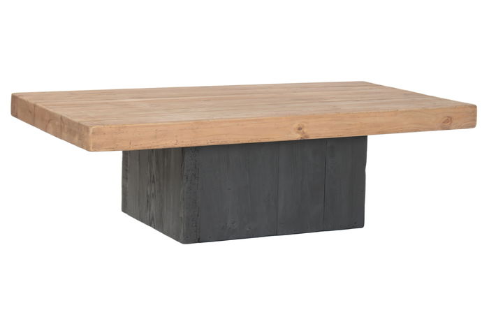 DKD Home Decor Mesa Centro Alpino Pino Madera Reciclada Natural Negro 70 x 40 x 135 cm