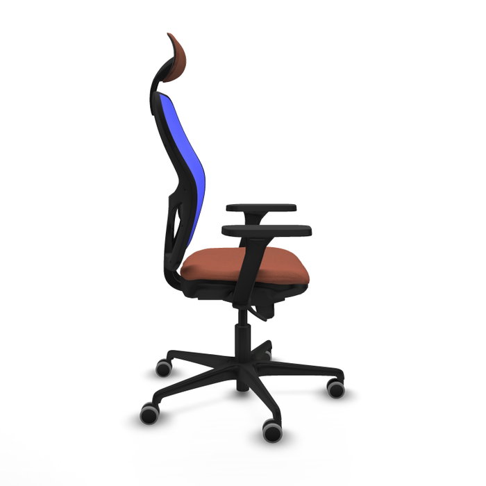 PIQUERAS Y CRESPO Silla de oficina Jorquera con mecanismo Sincro, Tela Marrón y Malla Azul