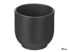 Ibergarden Maceta Vaso de Arcilla, Color Negro Mate, 13 cm de Alto x 14 cm de Diámetro, Modelo 14Cm (Set de 6)