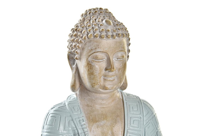 DKD Home Decor Figura de Buda en Resina Surtida Verde, Azul y Blanco