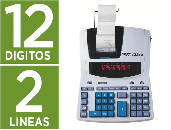 IBICO 1231X Calculadora Impresora de 12 Dígitos