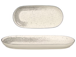 Vessia Bandeja ovalada de porcelana patinada en color gris, dimensiones 33x15.5 cm (Set de 24)
