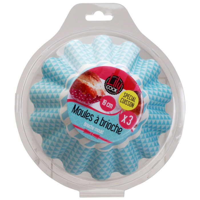 Lily Cook Juego de 3 Moldes Papel para Brioche Diámetro 19 cm, Aptos Horno, Colores y Dibujos Surtidos