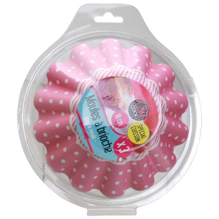 Lily Cook Juego de 3 Moldes Papel para Brioche Diámetro 19 cm, Aptos Horno, Colores y Dibujos Surtidos