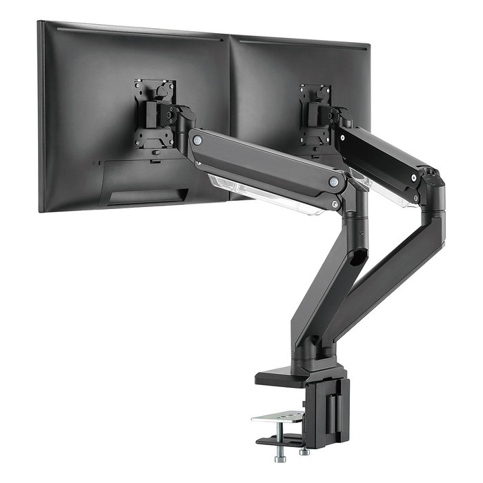 Digitus DA-90427 Soporte de Mesa para 2 Monitores de hasta 35" y 15 kg, con Gas, Giratorio 360°, Negro