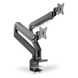 Digitus DA-90427 Soporte de Mesa para 2 Monitores de hasta 35" y 15 kg, con Gas, Giratorio 360°, Negro