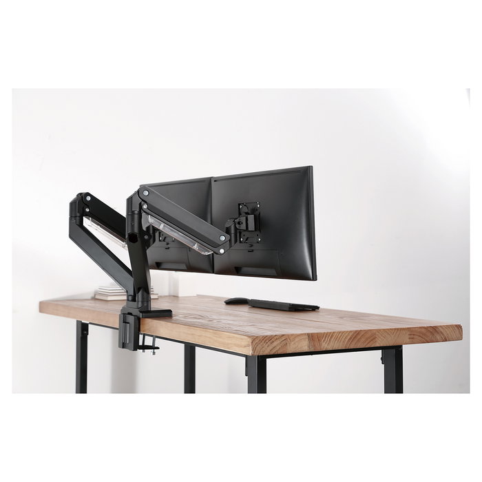Digitus DA-90427 Soporte de Mesa para 2 Monitores de hasta 35" y 15 kg, con Gas, Giratorio 360°, Negro