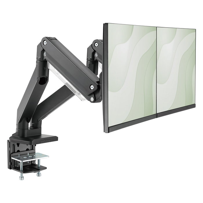 Digitus DA-90427 Soporte de Mesa para 2 Monitores de hasta 35" y 15 kg, con Gas, Giratorio 360°, Negro